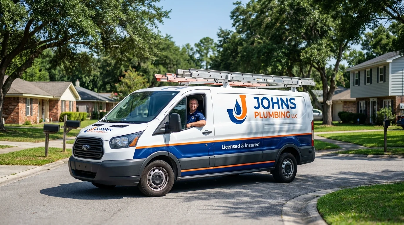 Johns Plumbing LLC service van in Glyndon, MN